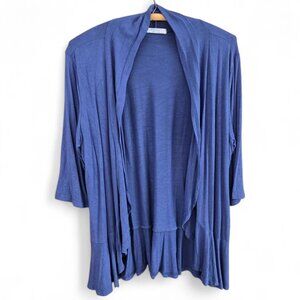 Mofavor Womens XL Blue Cardigan Open Front Drape Long Sleeve Lightweight Ruffle